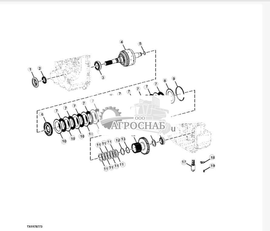 Узел муфты мех. привода передних колес 